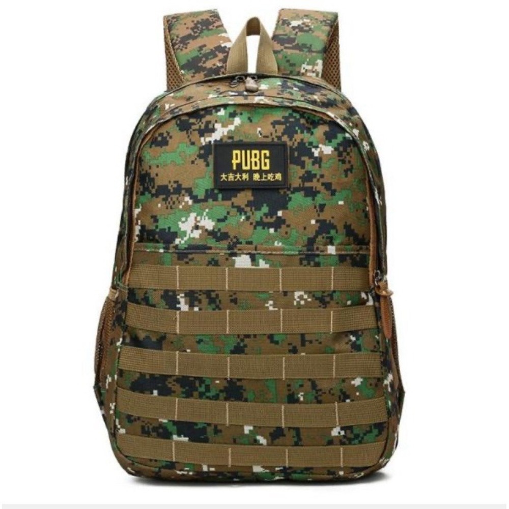 Green Digital Camouflage Water Resistant School Backpack with 3 Compartments New